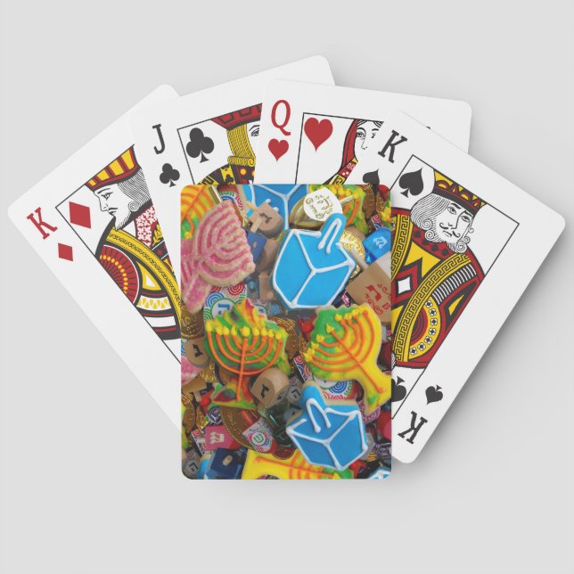 Baralho Chanukah Menorahs, Dreidels, Gelt (Verso)