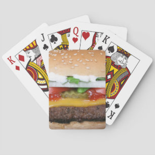 Baralho cheeseburger delicioso com fotografia das