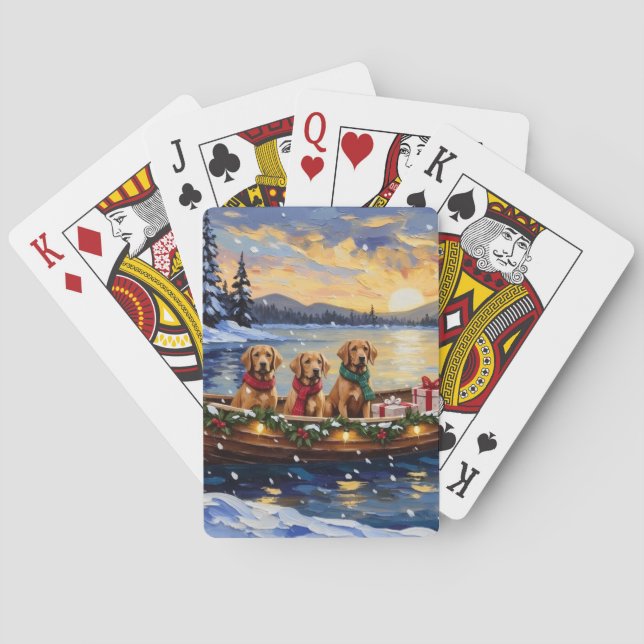 Baralho Chesapeake Bay Retriever Christmas Boat Holiday (Verso)