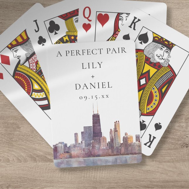 Baralho Chicago Wedding Perfect Pair Favor (Chicago Wedding Perfect Pair Favor Poker Cards)
