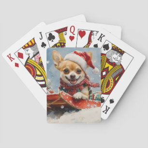 Baralho Chihuahua Dog Sledge Deixe-o nevar no Natal