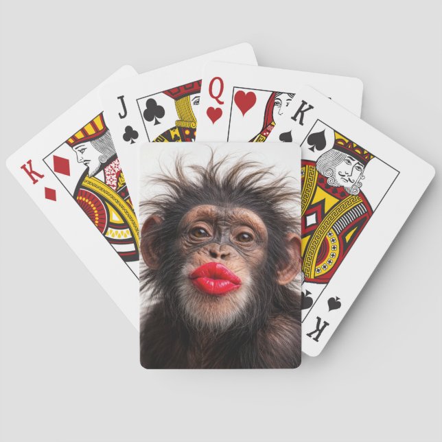 Baralho Chimpanzé Usando Batom Vermelho (Verso)