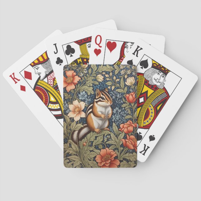 Baralho Chipmunk Bonito William Morris Inspirou Floral (Verso)