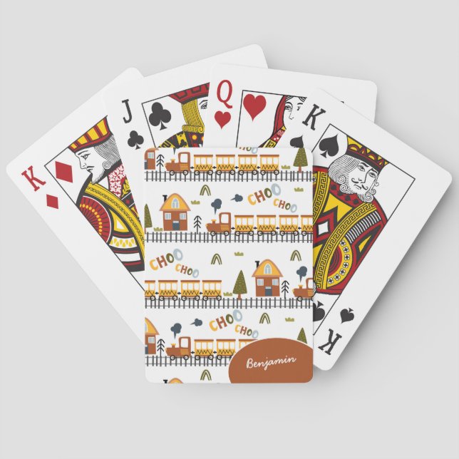 Baralho Choo Choo Train Patterno Nome Criança Pequena (Verso)