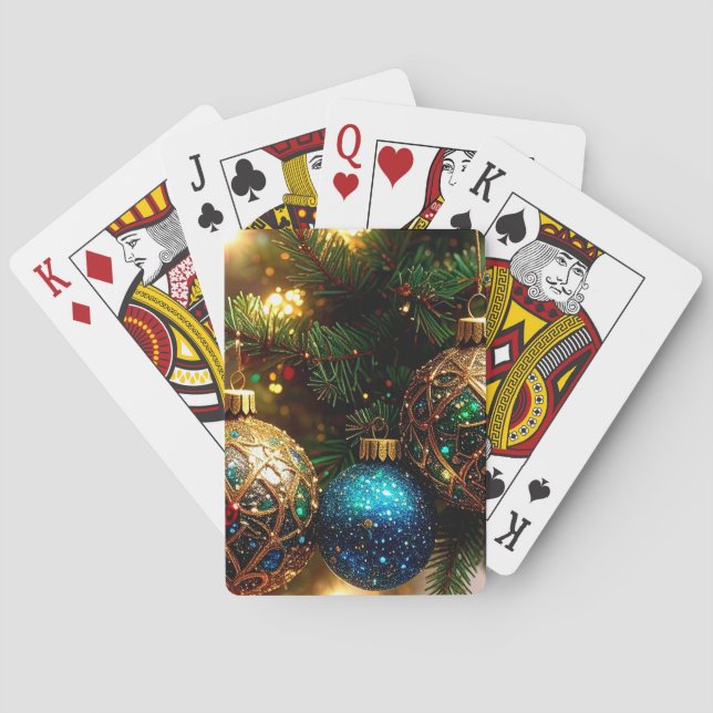 Baralho Christmas Ornaments on Evergreen Tree Holiday (Verso)