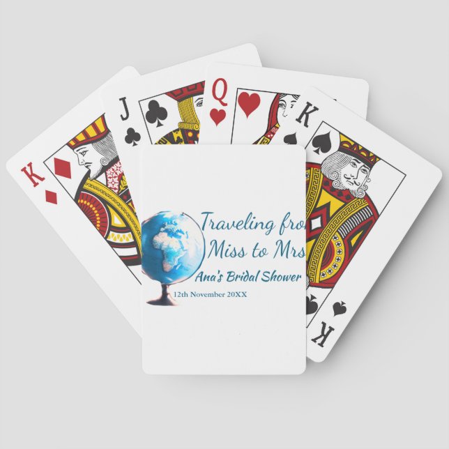 Baralho Chuveiro de noiva de viagem adicione o nome data s (Verso)