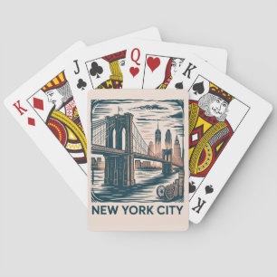 Baralho Cidade de Nova York Ponte de Brooklyn Retrô Ousado