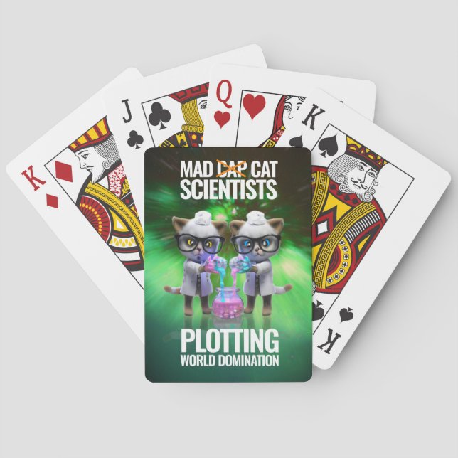 Baralho Cientistas Gatos Engraçados Fazendo Dominação Mund (Verso)