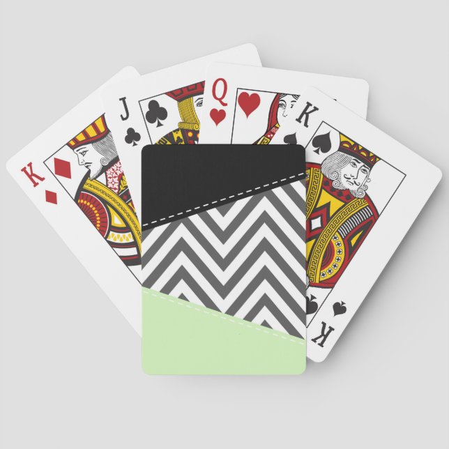 Baralho Cinza Zigzag, Cinza Chevron, Zigzag Patterno, Casa (Verso)