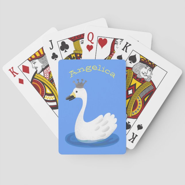 Baralho Cisne branco bonito com desenho animado (Verso)