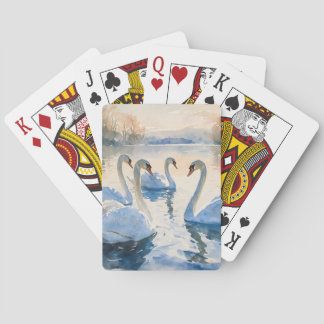 Baralho Cisnes no Lago Pintura em Aquarela