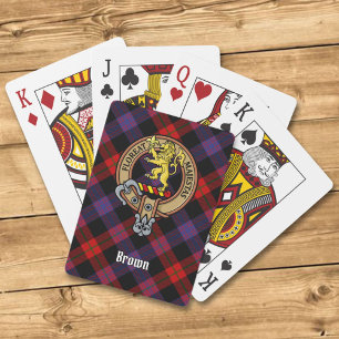 Baralho Clan Brown Crest sobre Tartan