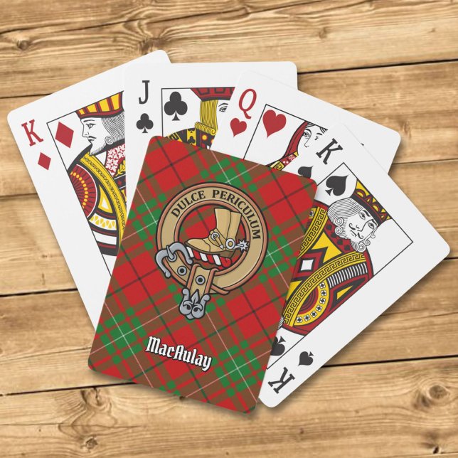 Baralho Clan MacAulay Crest sobre Cartões de Jogada Tartan (Criador carregado)