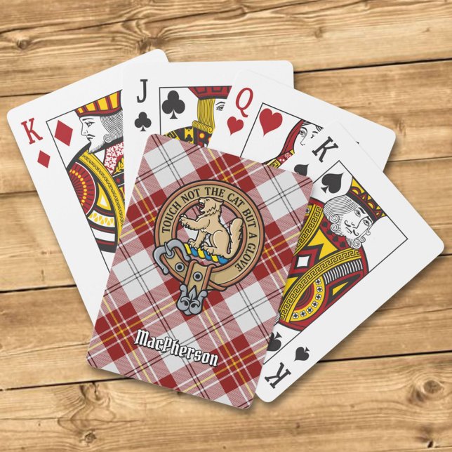 Baralho Clan MacPherson Crest sobre Red Dress Tartan (Criador carregado)