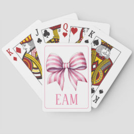 Baralho Coastal Pink and White Watercolor Bow Monogram