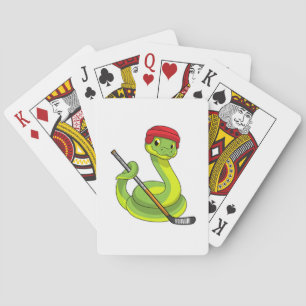 Baralho Cobra de hóquei no gelo com bastão de hóquei no ge