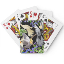Cockatiels me esqueçam de não flores tocando cartõ