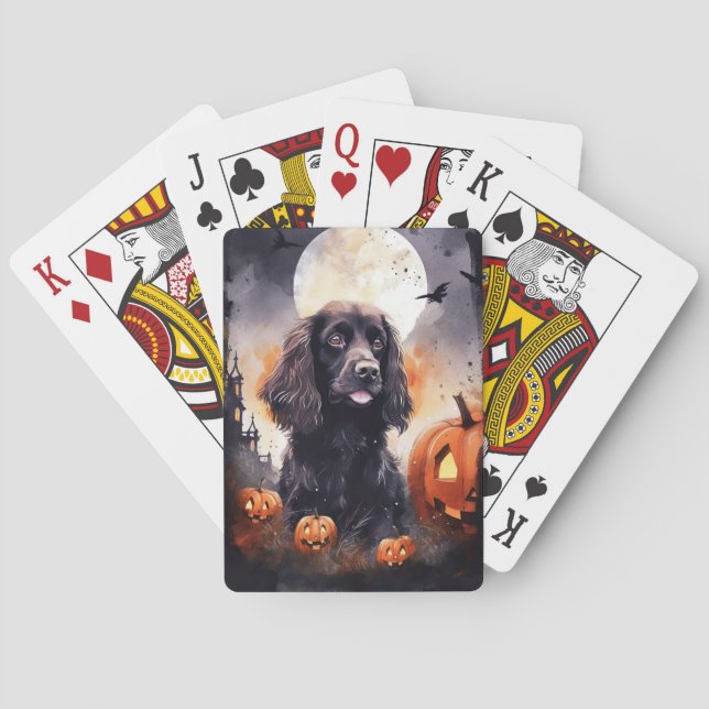 Baralho Cocker Spaniel de Halloween com Abóboras (Verso)