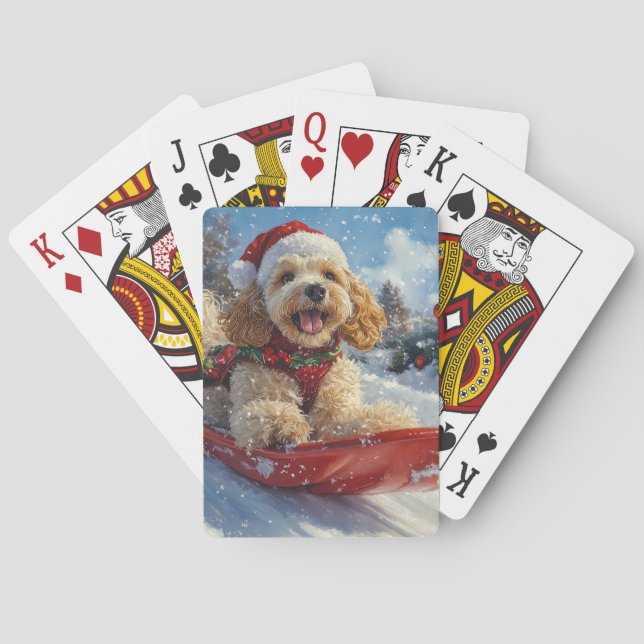 Baralho Cocker Spaniel no Trenó Deixe Nevar Natal (Verso)