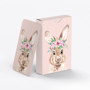 Baralho Coelhinho De Cor De Água Rosa De Pastel Moderno C