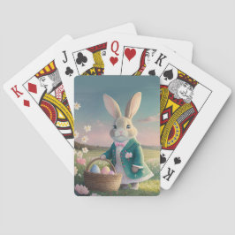 Baralho Coelhinho de Páscoa bonito em jaqueta azul