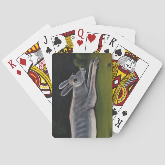 Baralho Coelho de Cinza Longa Pulando Sobre Campos (Verso)