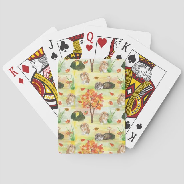 Baralho Coelho Woodland Aquarela, Coelho Hedgehog (Verso)