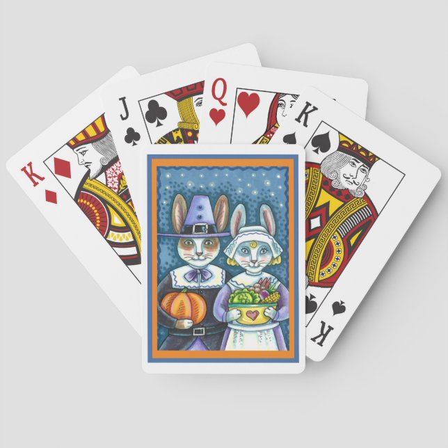 BARALHO COELHOS DE PILGRIM, OBRIGADO A COLHEITA DE HARE, B (Verso)