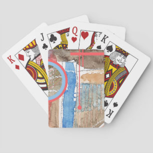 Baralho colagem da arte abstracta, meios mistos e aguarela