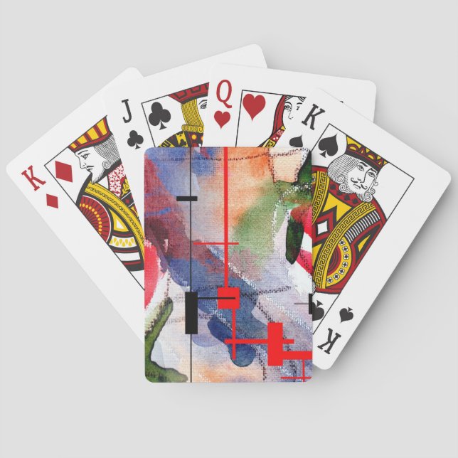 Baralho Colagem de abstrato, mídia mista e aquarela (Verso)