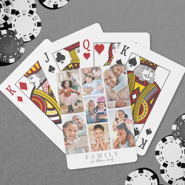 Baralho Colagem de Fotografias da Família de Nomes Persona (Personalized Name Family Photo Collage Poker Cards)