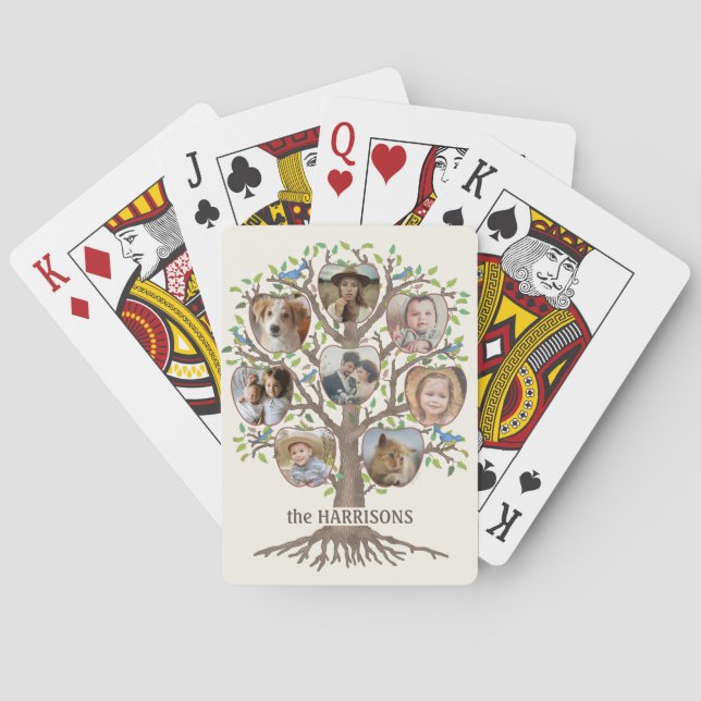 Baralho Colagem de Fotos em Árvore Familiar 8 Imagens Nome (Verso)