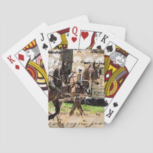 Baralho Colagem Mídia Mista de Dois Cavalos