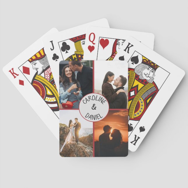Baralho Colagem personalizada de fotos e nomes do namorado (Verso)