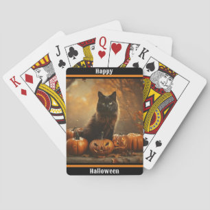 Baralho Coleção de Gatos Negros Felizes para Halloween