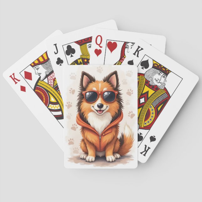 Baralho Collie Kawaii Engraçado Rough (Verso)