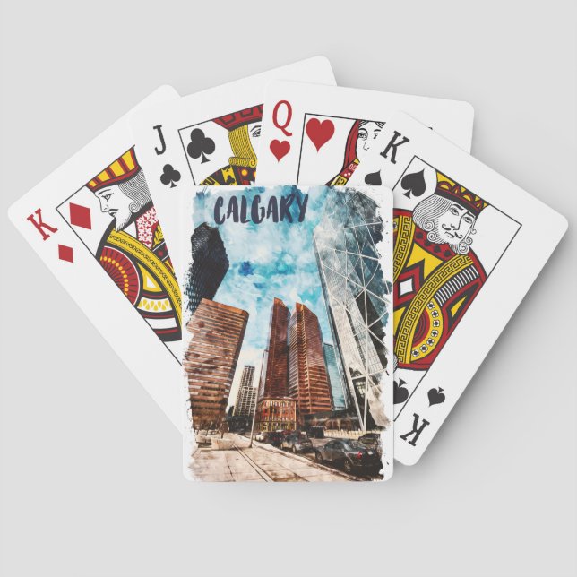 Baralho Colorida Calgary Alberta Cityscape (Verso)