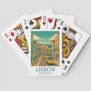 Baralho Colorida Ilustração de Viagem Lisboa Portugal