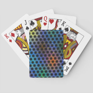 Baralho Colorido vestido com bolinhas pretas.