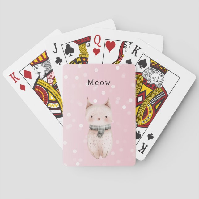 Baralho Confetes de Gatos Rosa Bege Pontos   (Verso)