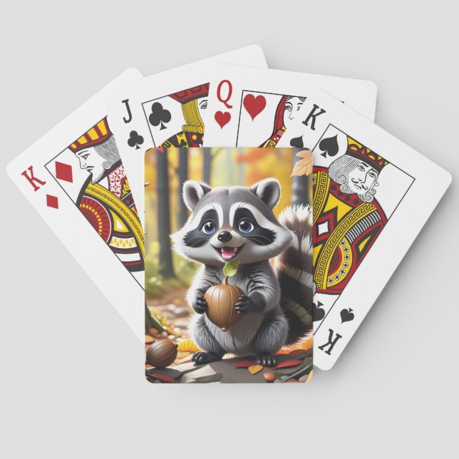 Baralho Configuração de outono do estilo Cute Kawaii Racco (Verso)