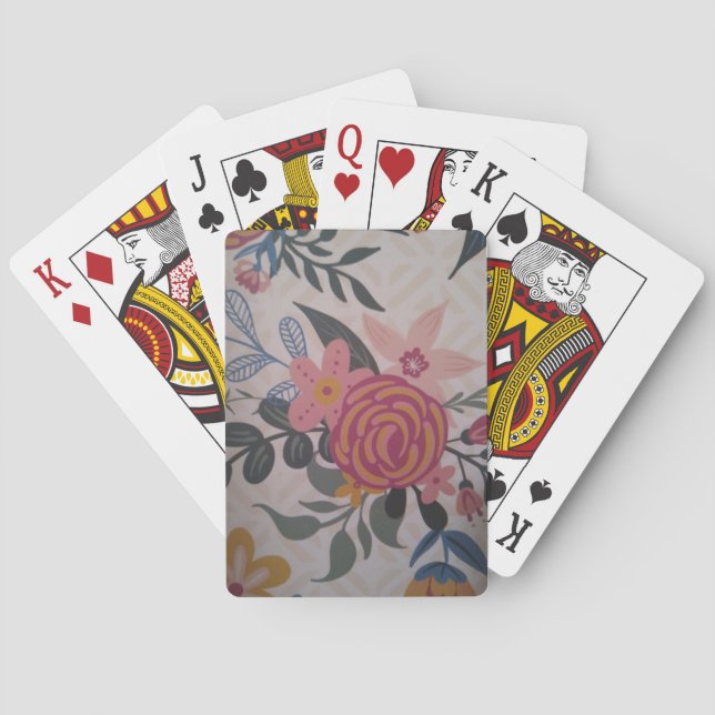 Baralho Conjunto de cartas de pôquer florais rosa bonitas (Verso)