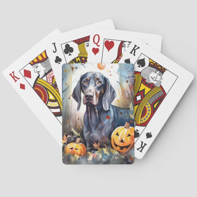 Baralho Coonhound Bluetick de Halloween com Abóboras Assus (Verso)