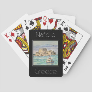 Baralho Cor da água do poster de viagens da Grécia Nafplio
