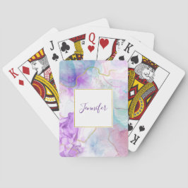 Baralho Cor Puro, Verde, Cor Rosa Flutuante Elegante