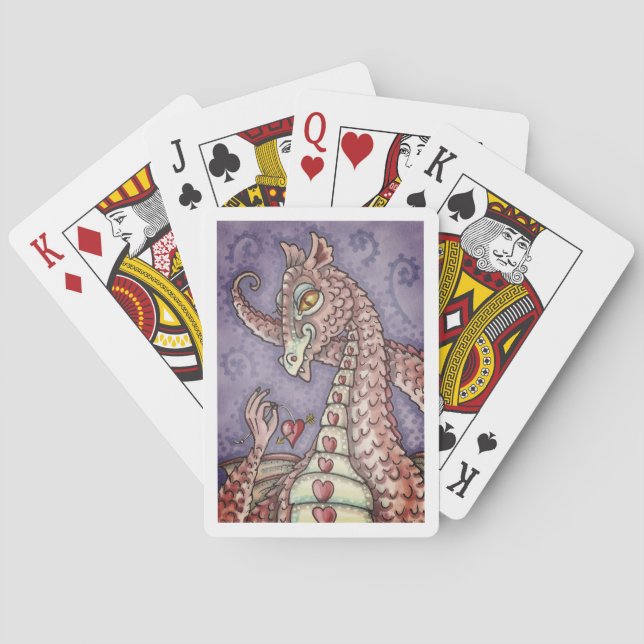 BARALHO CORAÇÃO EM UM NAMORADOS DE DRAGÃO DE TINTA, FANTAS (Verso)