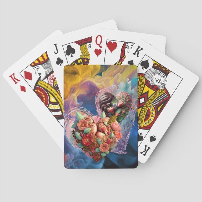 Baralho Corações Coloridos jogando cartas (Verso)