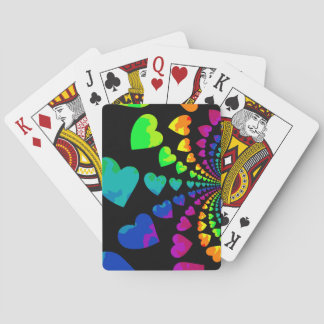 Baralho Corações retros do arco-íris no preto