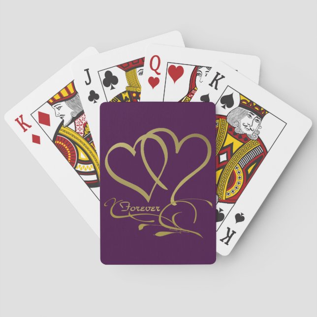 Baralho Cores de fundo editáveis Forever Hearts Gold (Verso)