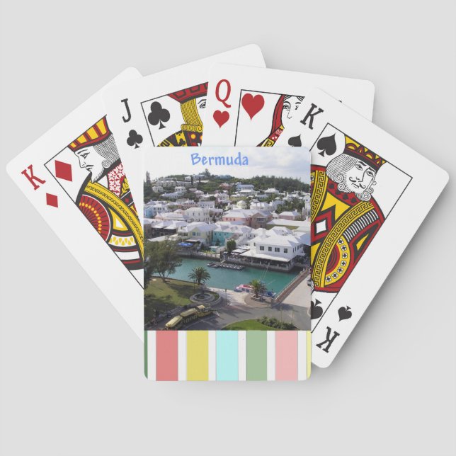 Baralho Cores Tropicais de Cartões Brancos das Bermudas (Verso)